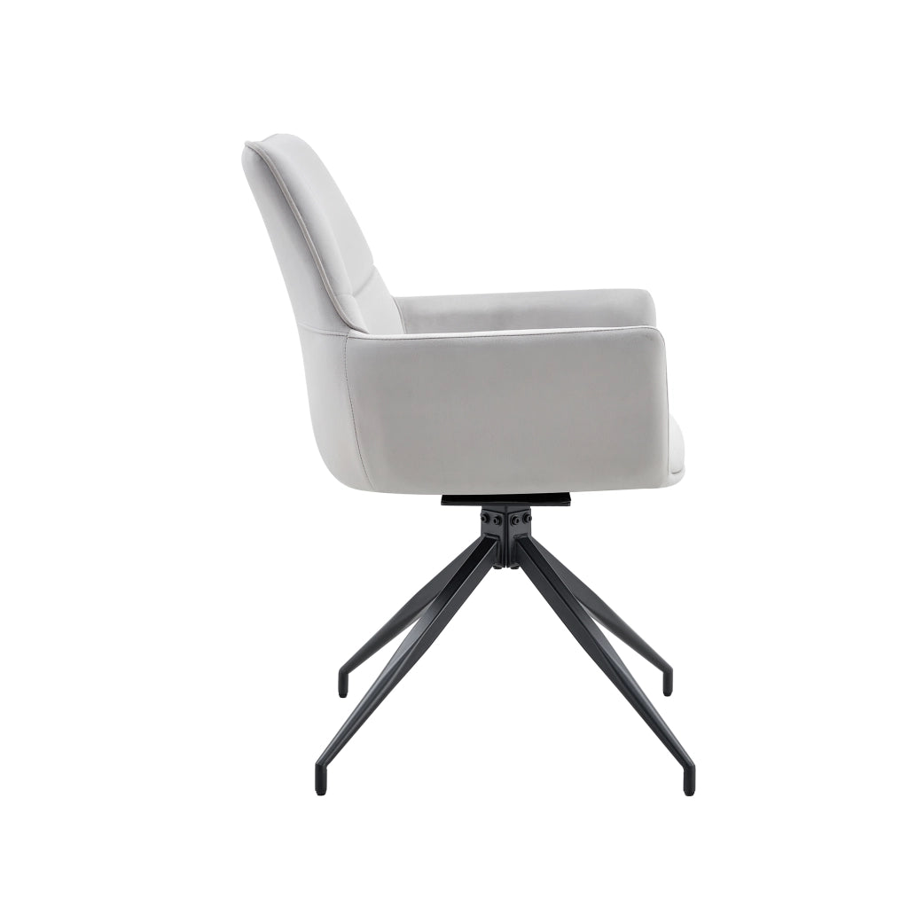 Sedia da pranzo girevole a 360° con braccioli; tessuto; metallo; grigio chiaro e nero; 71 × 57.5 × 52.5 cm