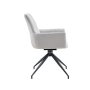 Sedia da pranzo girevole a 360° con braccioli; tessuto; metallo; grigio chiaro e nero; 71 × 57.5 × 52.5 cm
