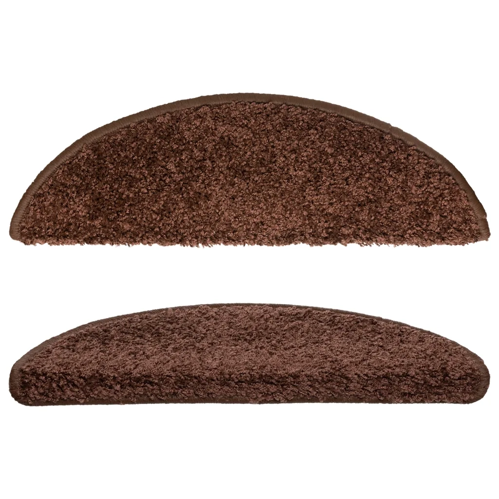 Tappetini per scale 10 pz 56x17x3 cm Marrone Semicircolari 149789
