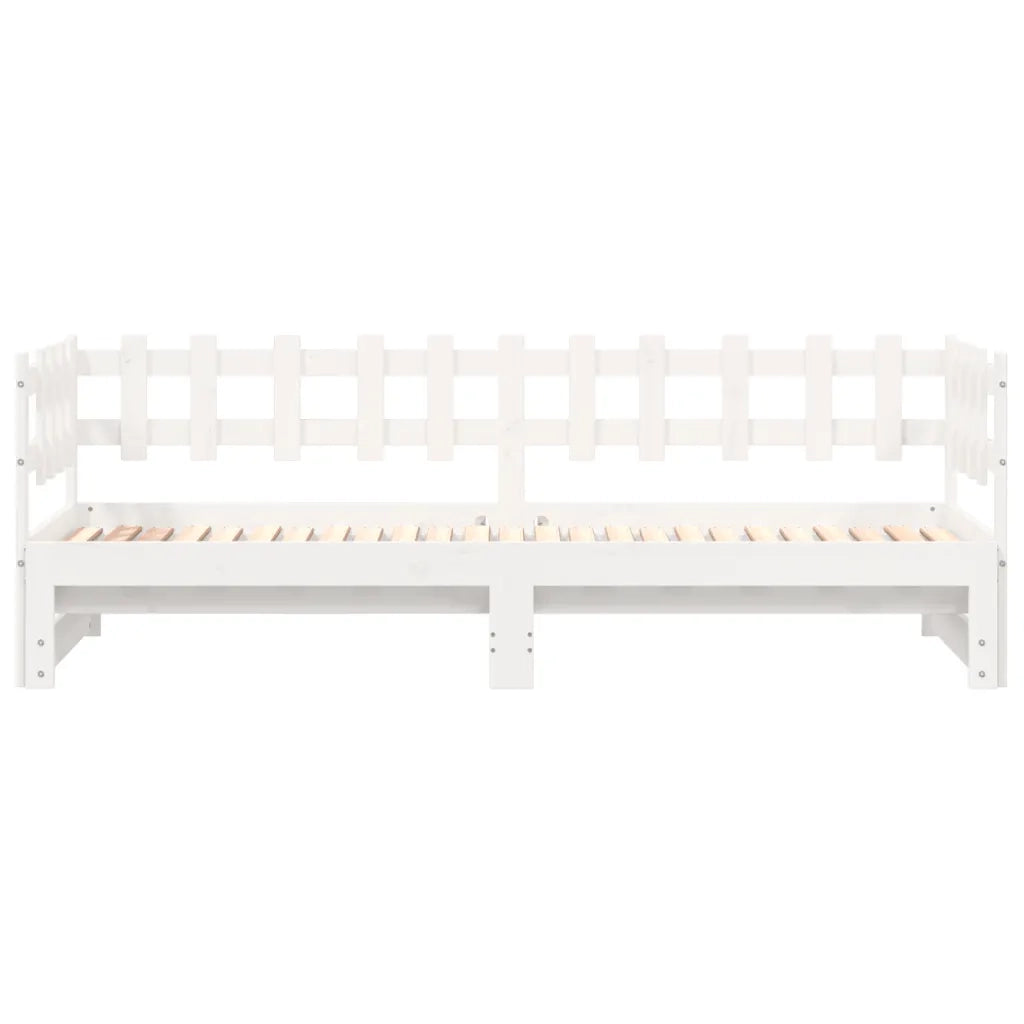 Letto singolo | Letto per adulti | Dormeuse Estraibile Bianca 2x(90x200) cm Legno Massello di Pino