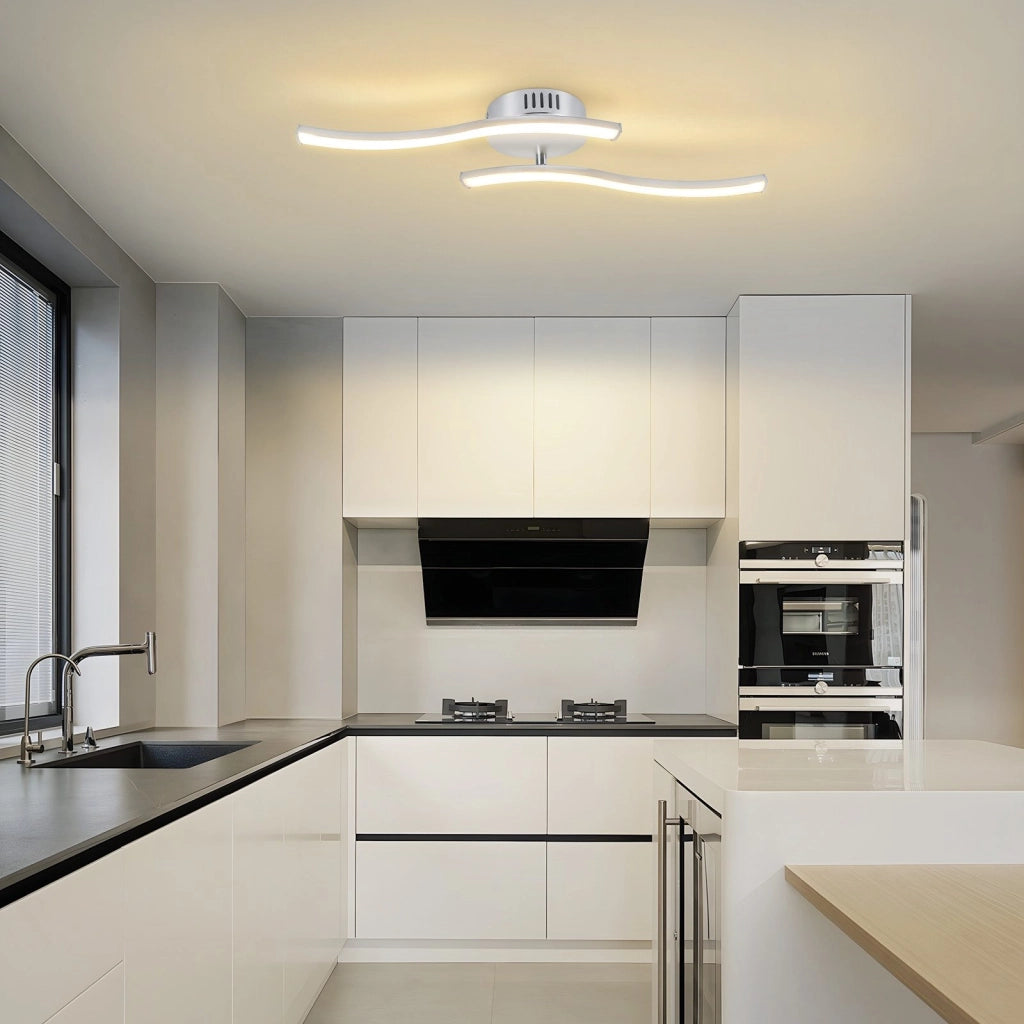 ZMH Lampada da Soffitto LED Moderna Argento 12W 3000K Luce Calda Onde Design per Corridoio Camera da Letto Ufficio