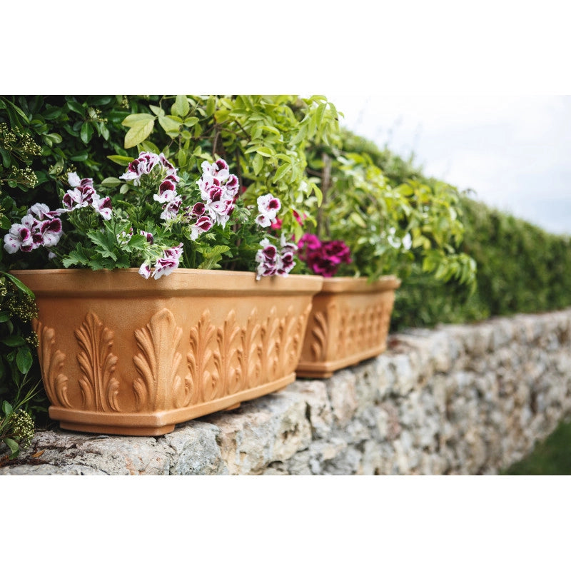 Vaso Fioriera decorativa classica tradizionale 70x33 H27 in polimero resistente terracotta per piante per giardini e terrazze - Made in Italy