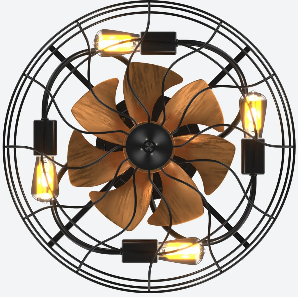 Ventilatore da soffitto 20'' a basso profilo con luce; 7 pale; telecomando; nero