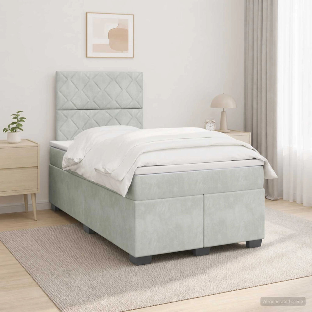 Letto box spring con materasso Grigio Chiaro 120 x 200 cm 3453626