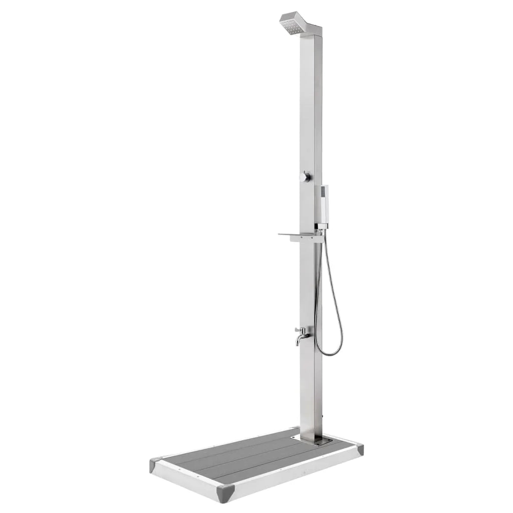 Doccia da giardino con base 225 cm acciaio inox grigio 02_0042047
