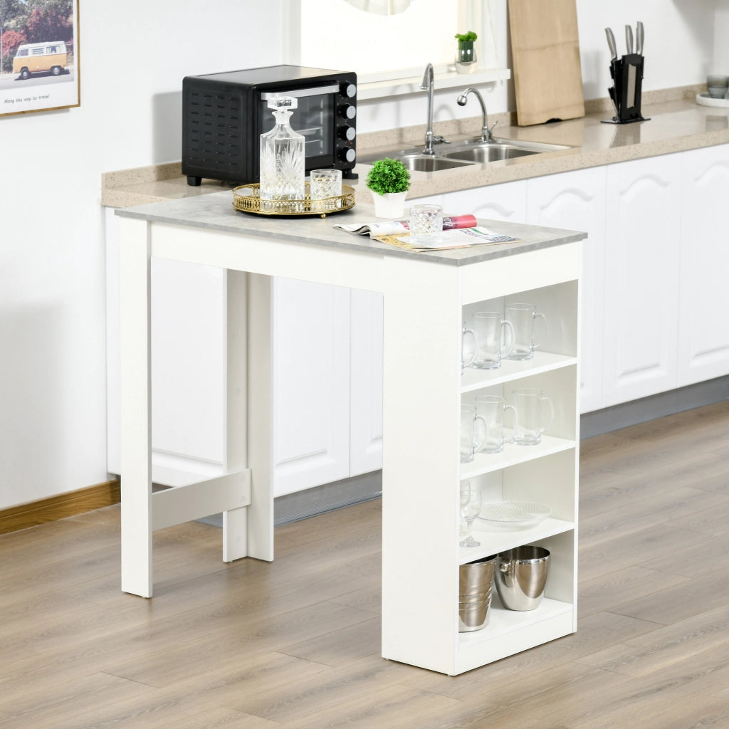 Tavolo da bar con scaffale ¨C Zephmum ¨C Bianco e grigio 115x50x102,7 cm