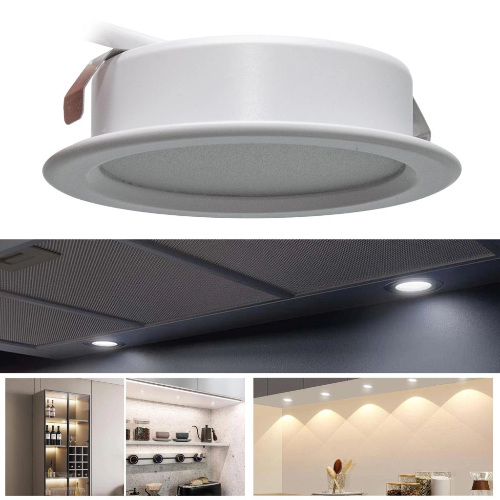 Faretto slim LED 3W bianco incasso 60mm diffusore opaco basso consumo luce moderna cappa cucina mensole mobili IP20 230V 4000K