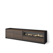 Mobile TV Soggiorno, 207x50x37 cm, Per TV fino a 80", Camino elettrico, Rovere scuro e Nero
