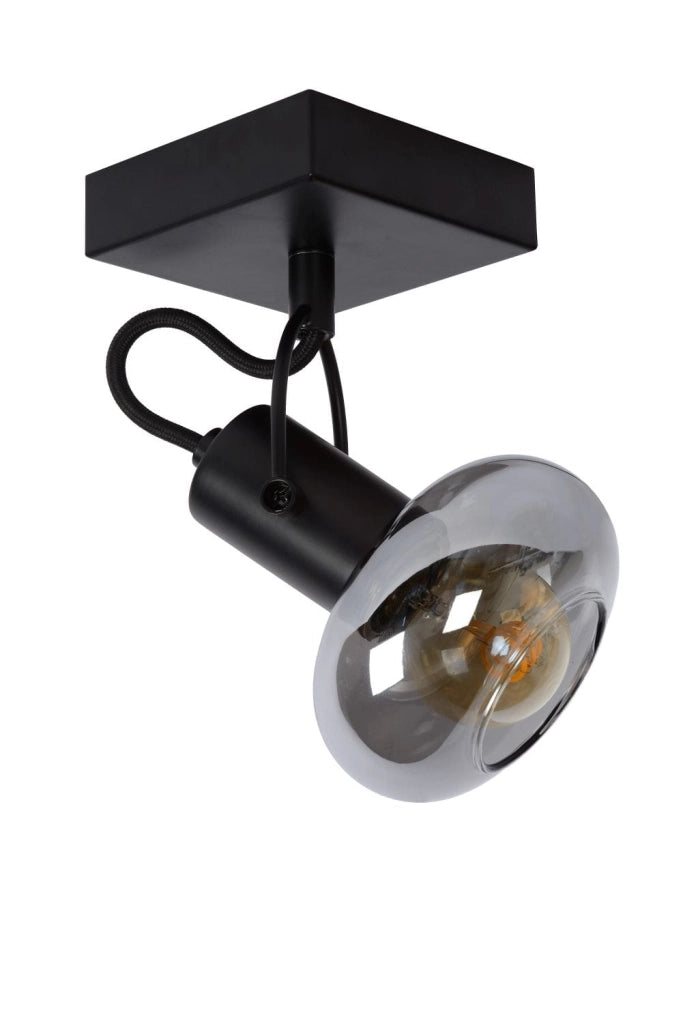 Lampada soffitto Lucide Madee vetro nero trasparente E14 25W