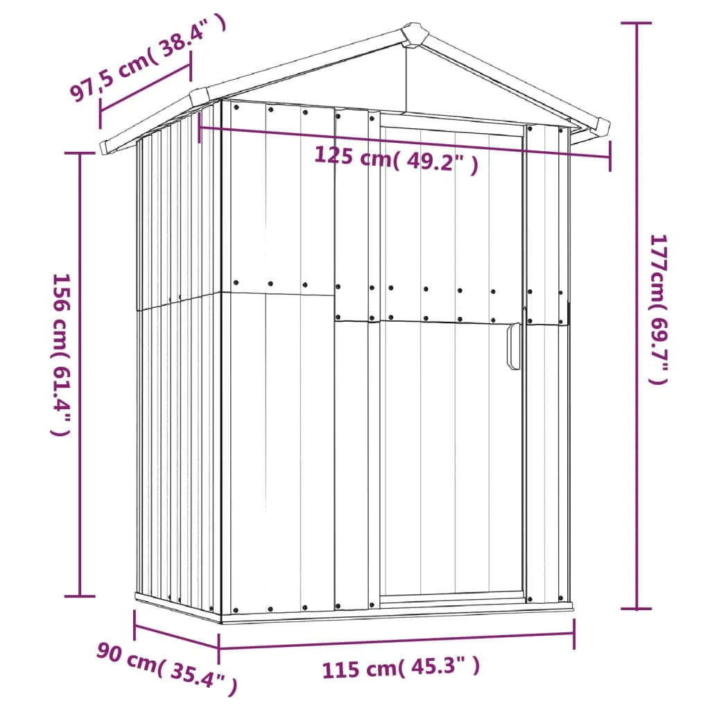 Casetta da giardino cabina ripostiglio casetta da esterno robusta casetta per attrezzi 126 x 97,5 x 177 cm acciaio zincato verde 02_0022345