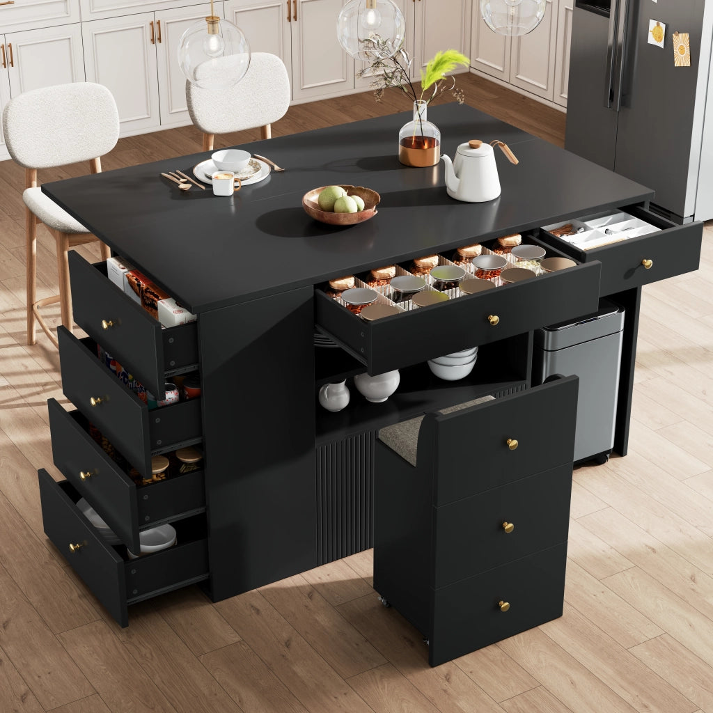 Tavolo da Cucina con Sgabelli e Cassetti, Allungabile ¨C MINIMAL ¨C Bianco/Nero 140x40x89 cm