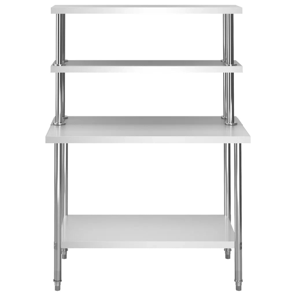 Tavolo Lavoro Cucina con Mensola-Piano di Lavoro Cucina 120x60x150 cm in Acciaio Inox 421587