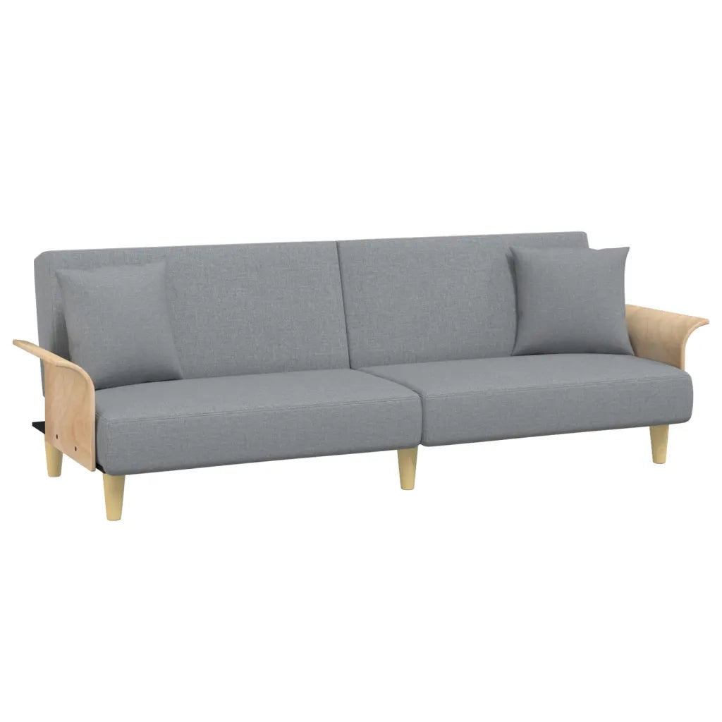 Divano Letto con Braccioli Grigio Chiaro in Tessuto 351843
