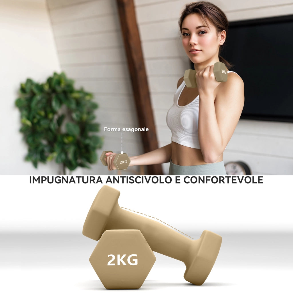 Set di Manubri Pesi Fitness da 9 kg con Impugnatura Antiscivolo e Valigetta, Multicolore