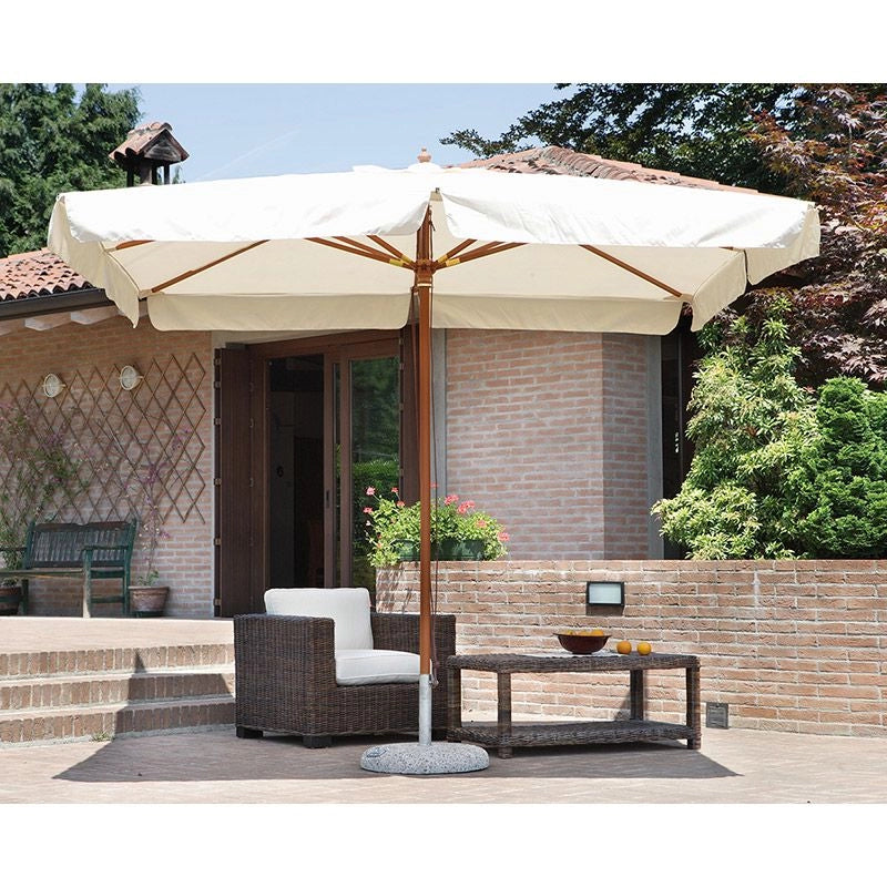 Ombrellone Rettangolare Madrid 3x4 M In Legno, Con Doppia Carrucola Misure: 3 x 4 m