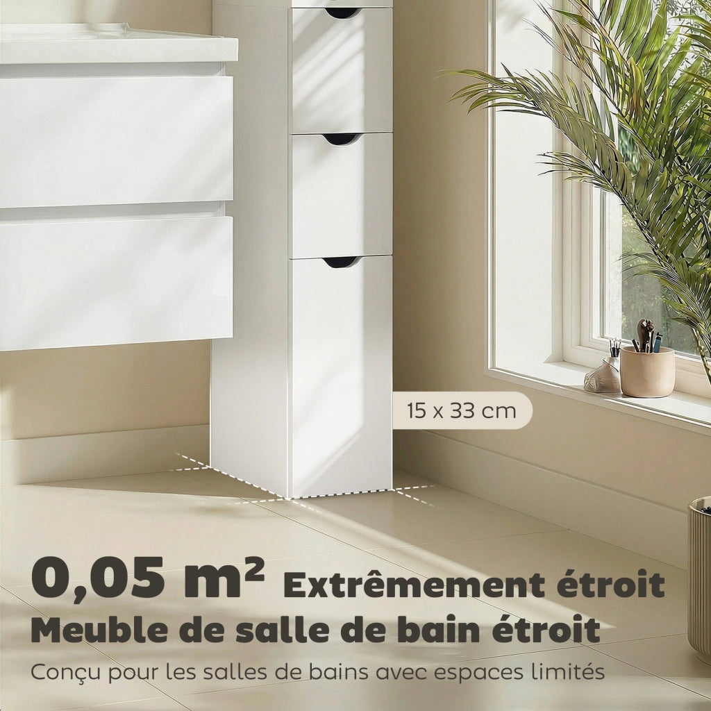 Colonna bagno con cassetti e ripiani ¨C Xylo ¨C bianco 15x33x136,8 cm