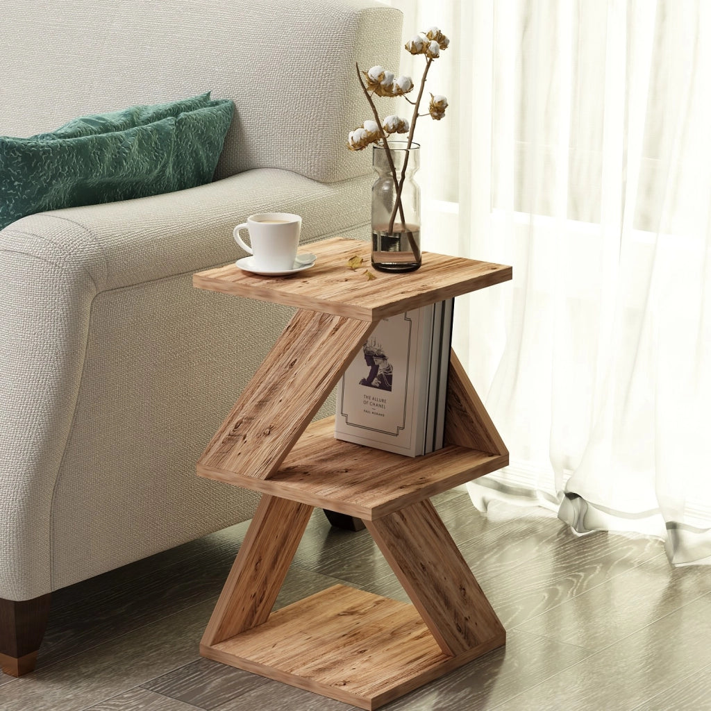 Tavolino laterale in legno "Albeni" - 29 x 29 x 54 cm - Pino atlantico
