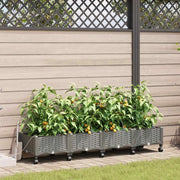Vaso da Giardino con Irrigazione e Ruote 4 pz Grigio Chiaro PP 3423146