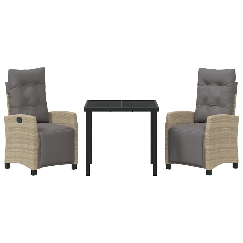 Set da Pranzo per Giardino con cuscino 3 pcs Beige polyrattan 3380449