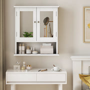 Mobiletto bagno con specchio bianco da parete, con ripiani regolabili e vano portaoggetti
