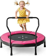 Trampolino Elastico per Bambini, Tappeto Elastico da Interno ed Esterno con Manubrio in Schiuma e Cuscino di Sicurezza, Ideale per Bambini 3-6 Anni, Portata 100 kg