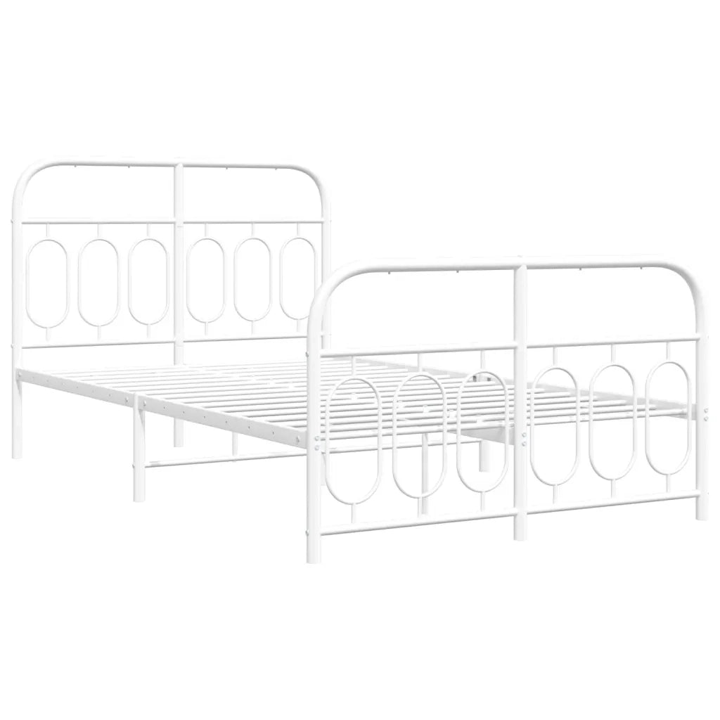 Giroletto con Testiera e Pediera-Struttura Letto Metallo Bianco 120x200 cm 489186