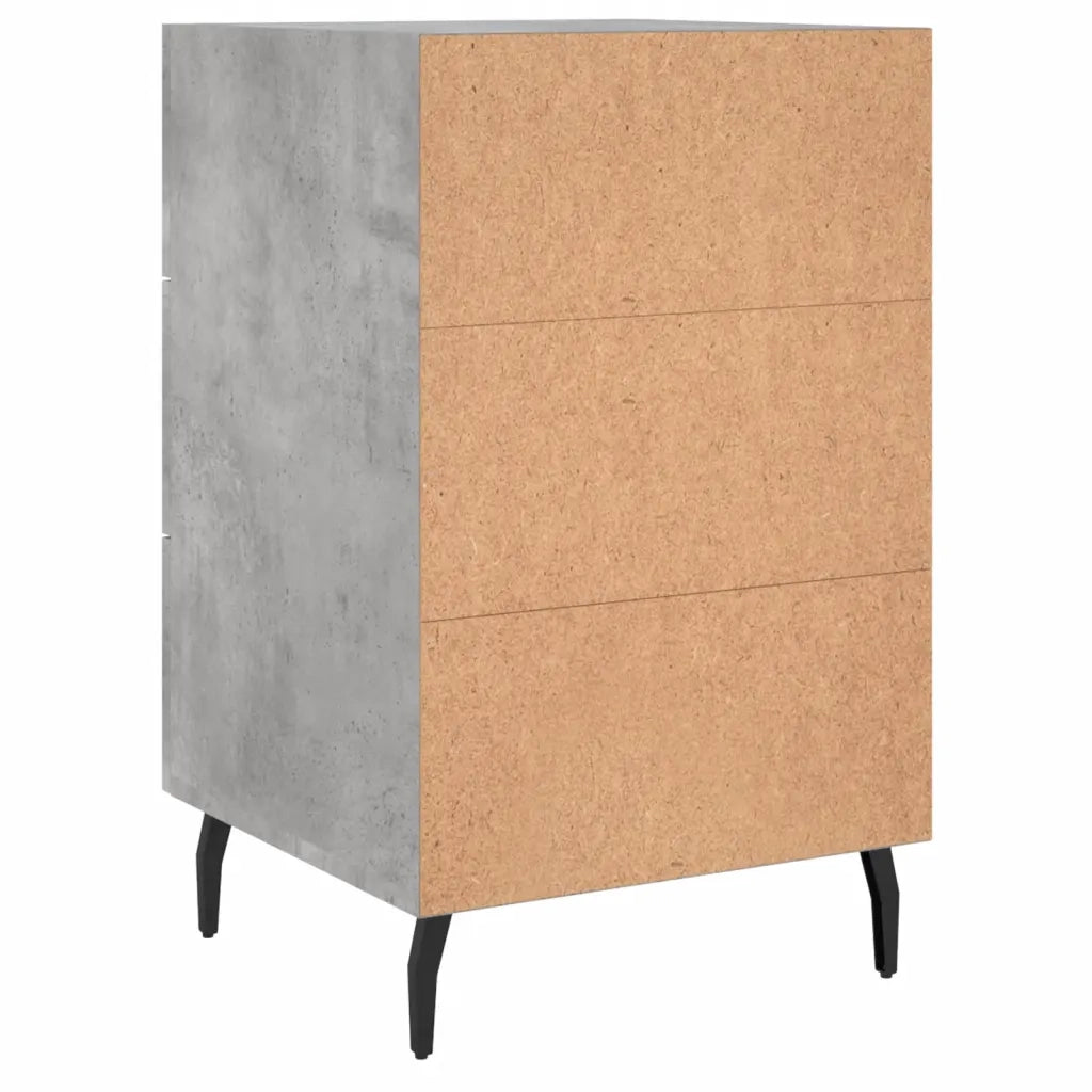 Comodino | Armadio da Notte | Mobiletto da notte Grigio Cemento 40x40x66 cm in Legno Multistrato