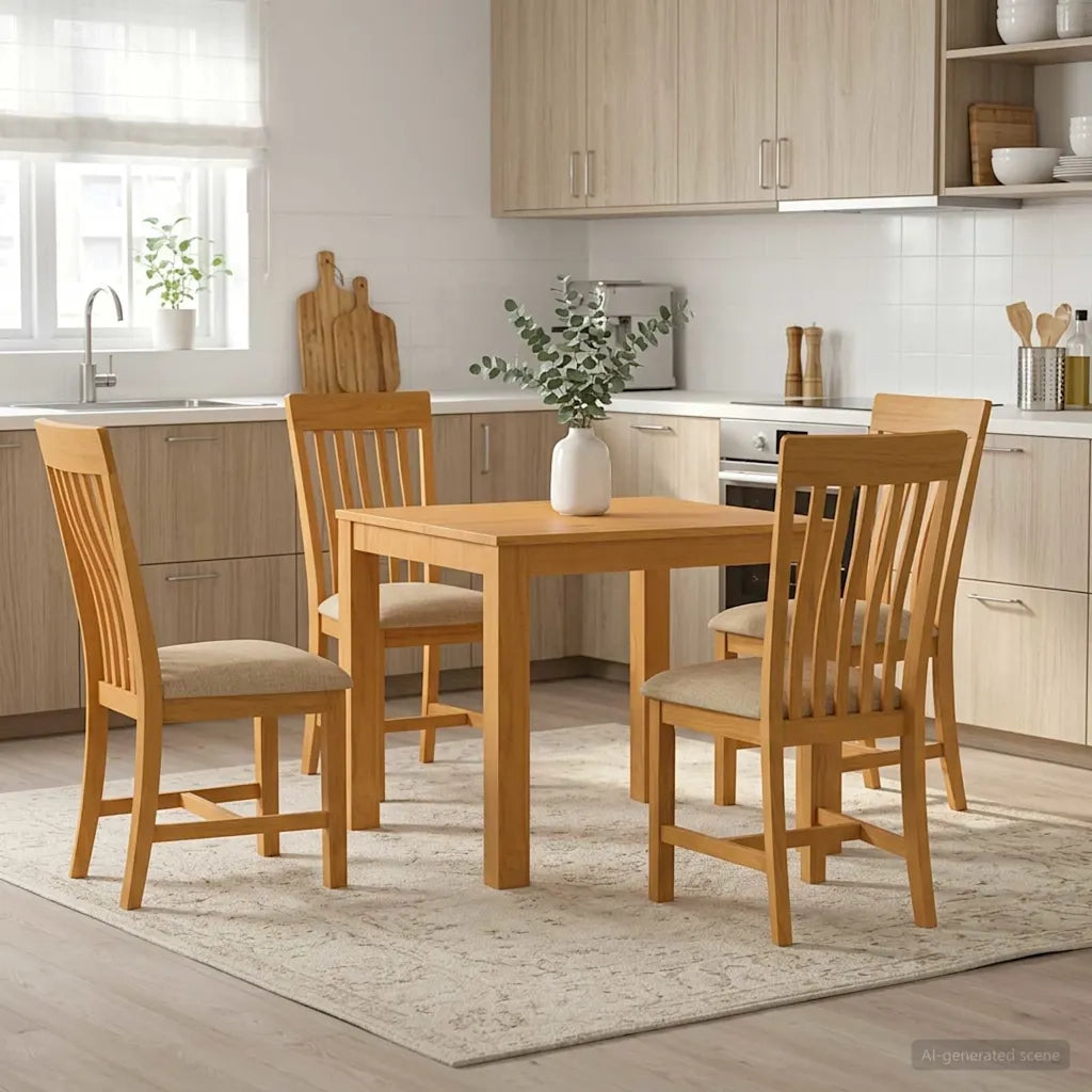 Set da pranzo 5 pz Beige Legno di Quercia Massello 3430339