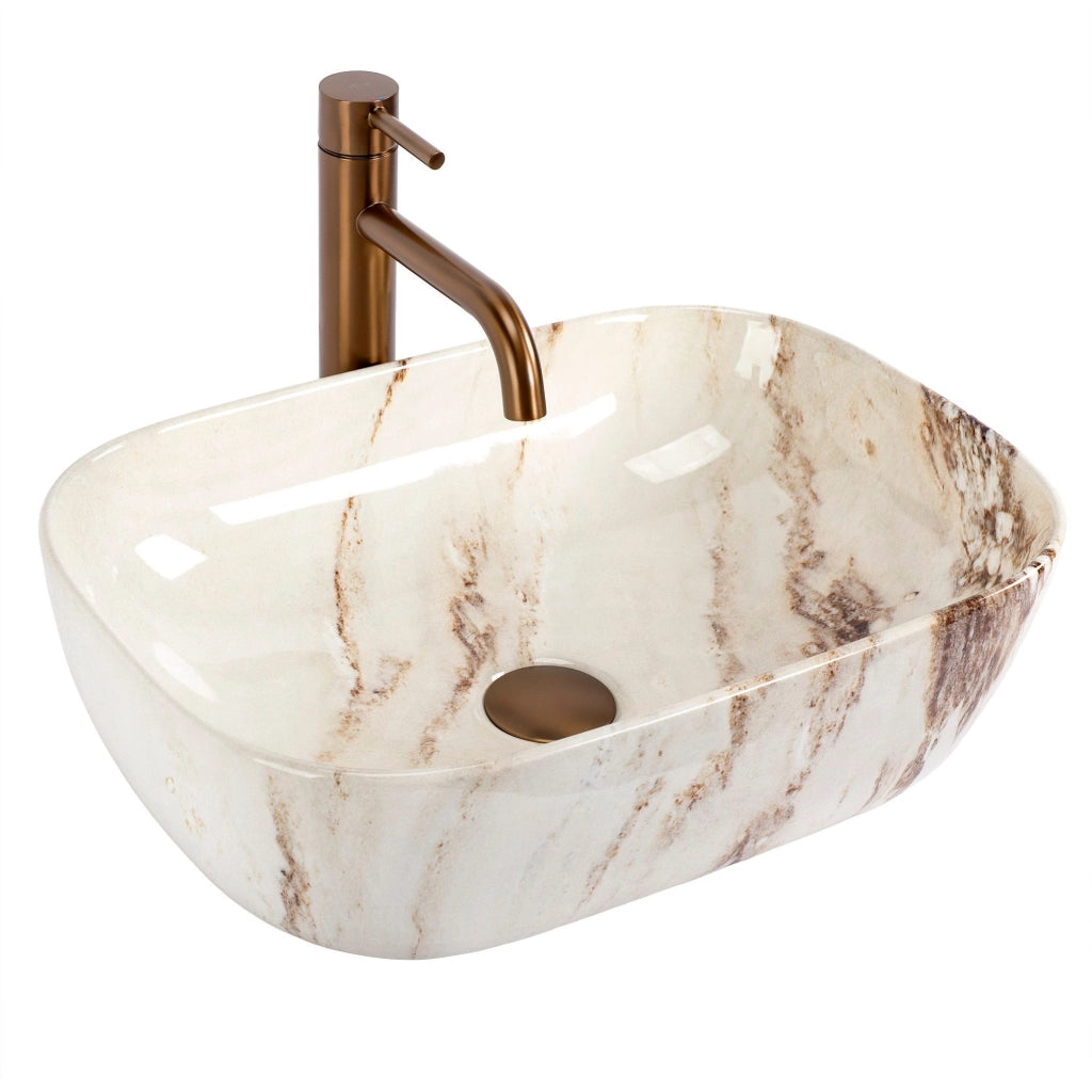 Lavabo Da Appoggio Rea Belinda Marrone Shiny