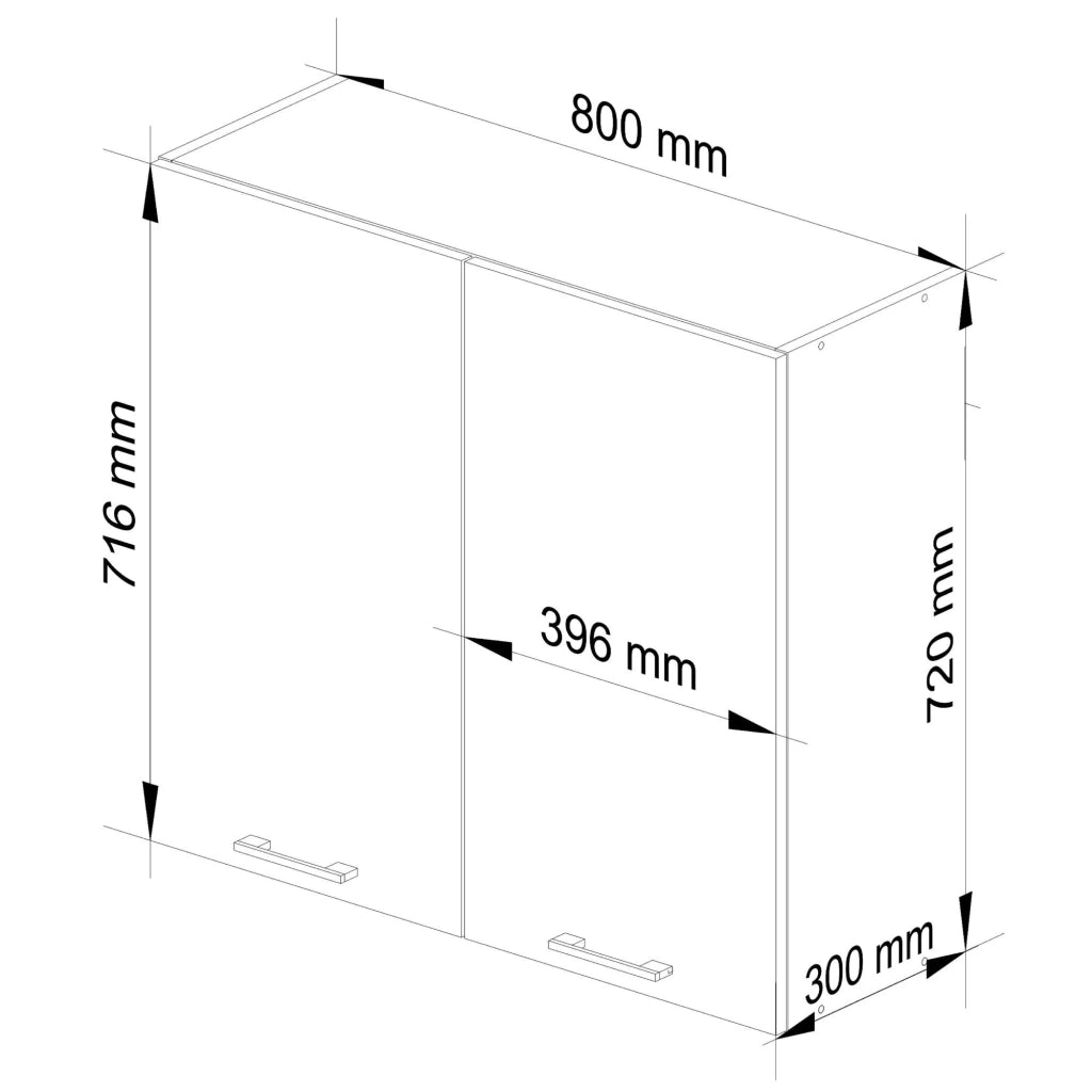 Mobile da cucina pensile sistema AKORD OLIWIA Bianco 80 cm 2 ante inserto frontale Grigio Grafite 80x30x72 cm