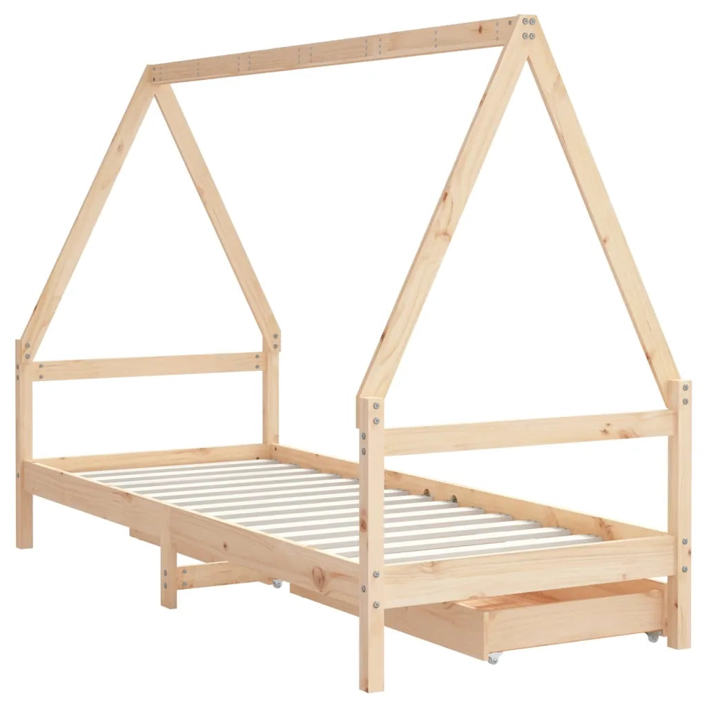 Giroletto per Bambini con Cassetti 90x190cm Legno Massello Pino