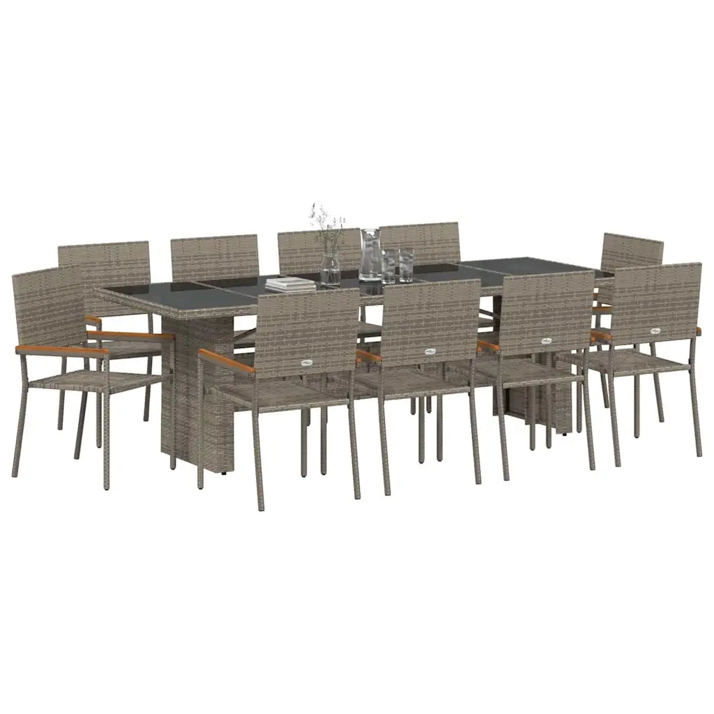 Set da Pranzo per Giardino 11 pcs Grigio polyrattan 3365418