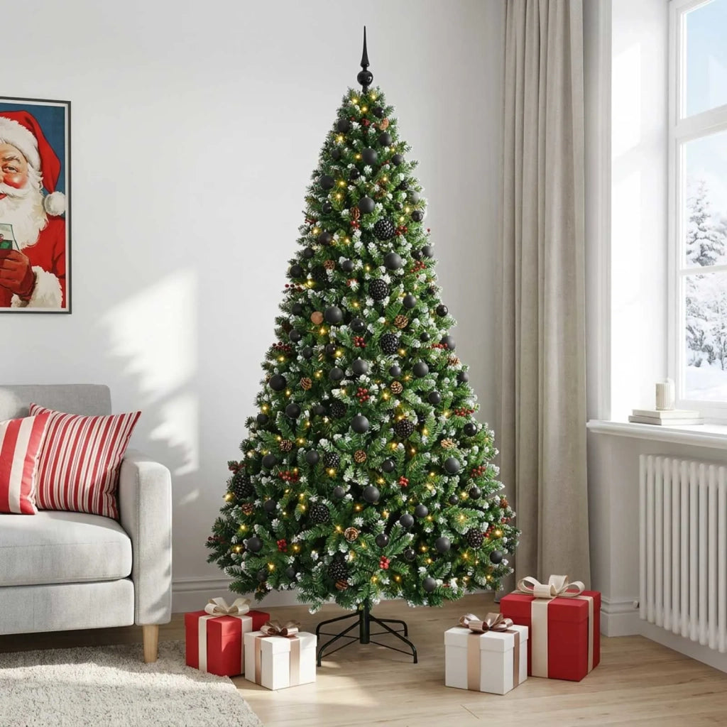 Albero di Natale artificiale verde con palline 210 cm 300 LED 3466466