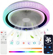Lampada a LED a 6 Standi con Ventilatore e Paralume - Colori: Bianco - Regolabile - Lampada da Soggiorno - Lampada da Cucina - Lampada da Interno con Ventilatore e Paralume