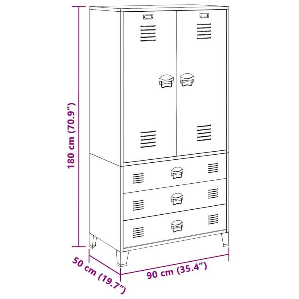 Industrial Wardrobe, Anthracite, 90x50x180 Cm, Metal