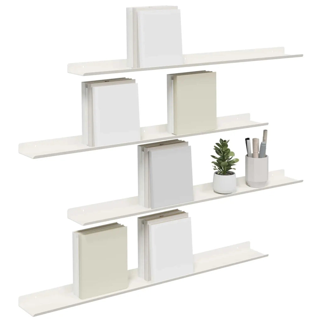 Mensola sospesa 4 pcs Bianco 80 x 9 x 2,5 cm Acciaio