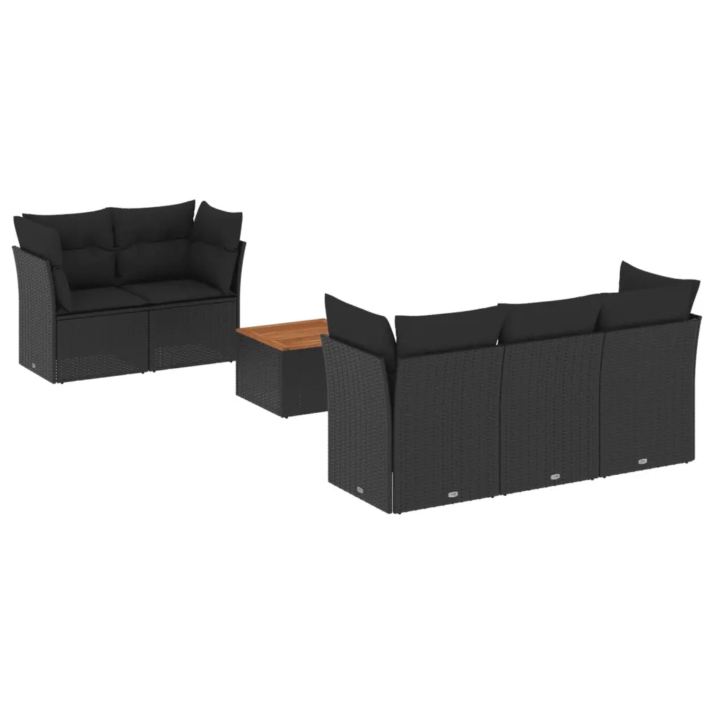 Set Divano da Giardino 6 pz con Cuscini Nero in Polyrattan 3223479