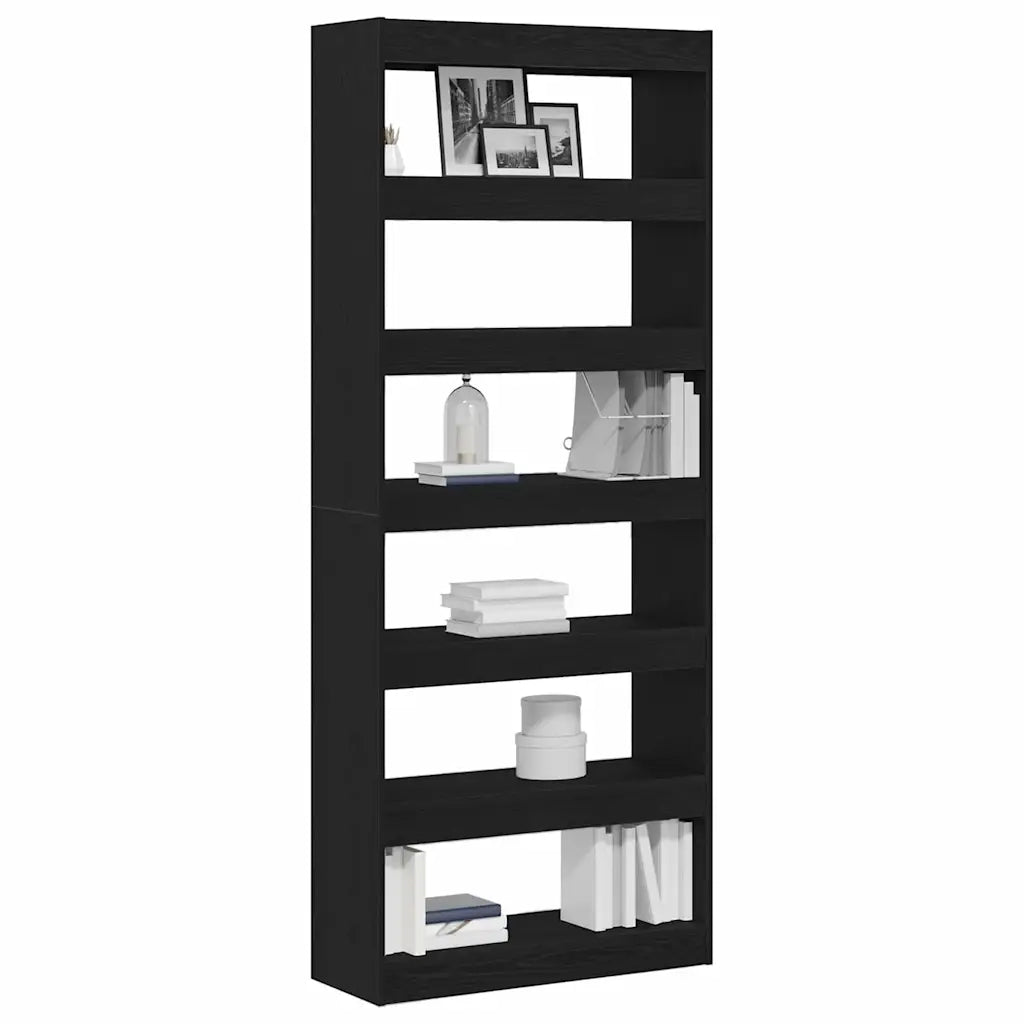 Armadio per Libri con lo scaffale Rovere Nero 80 x 30 x 198 cm 3333923