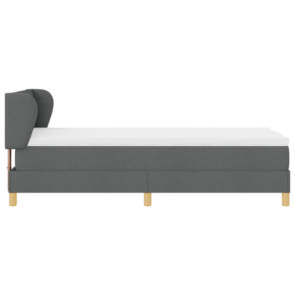Letto a Box Spring con Materasso Grigio Scuro 80x200 cm Tessuto