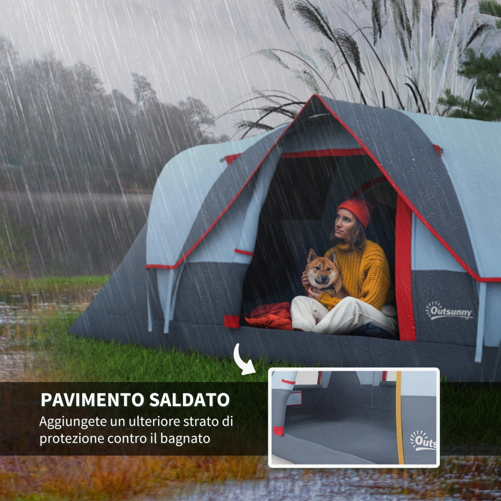 Tenda da Campeggio 6 Posti ¨C Zephmum ¨C Grigio 4.55x2.2x1.8 m