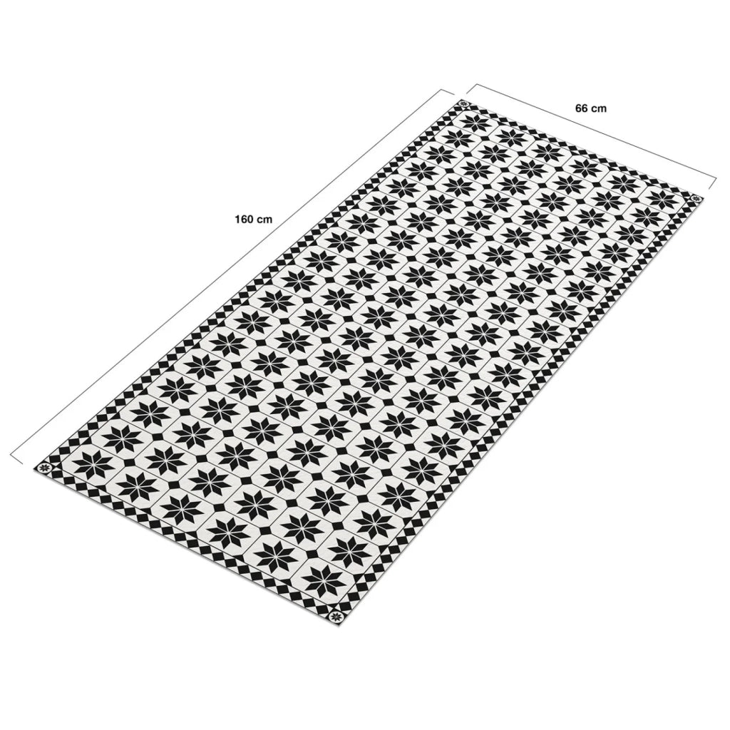IDMarket - Tappeto in vinile effetto mosaico bianco e nero 66 x 160 cm