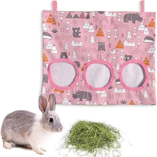 Dispensatore di cibo per conigli/guinee porci/gerbili/cincillà animali domestici essenziali 3 aperture (L)