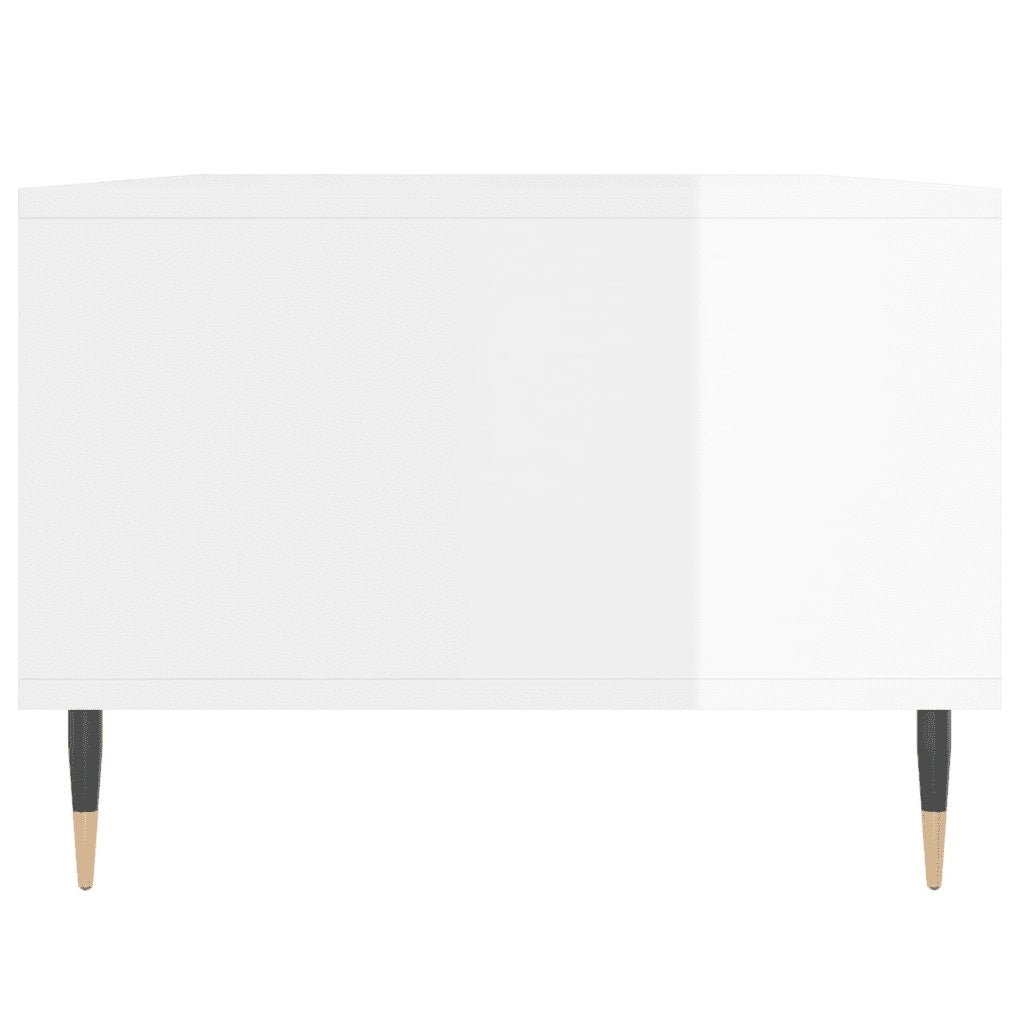 Tavolino Salotto Bianco Lucido 90x50x36,5 cm Legno Multistrato 830582