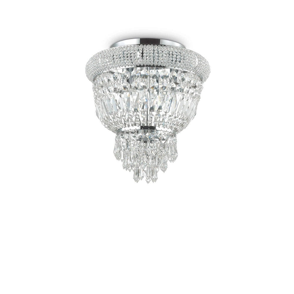 Plafoniera Classica Dubai Metallo-Cristallo Cromo 3 Luci E14