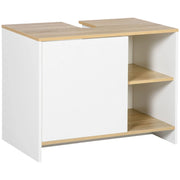 MOBILE BAGNO SOTTOLAVABO CON ARMADIETTO E 2 MENSOLE 77X45X60CM BIANCO E LEGNO