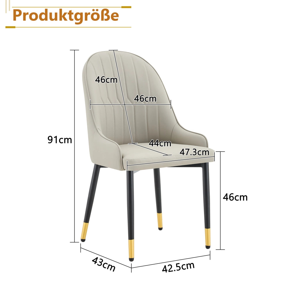 SEDIA da pranzo ergonomica 91 cm in PU grigio caldo Set da 2 pezzi