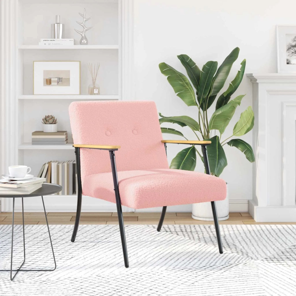 Divano Sedia-Poltrona Rosa Tessuto simile alla lana ricci