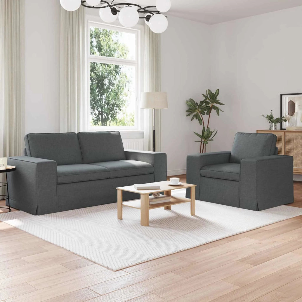 Divano 2 pcs Grigio scuro 182 x 80 x 82 cm Tessuto