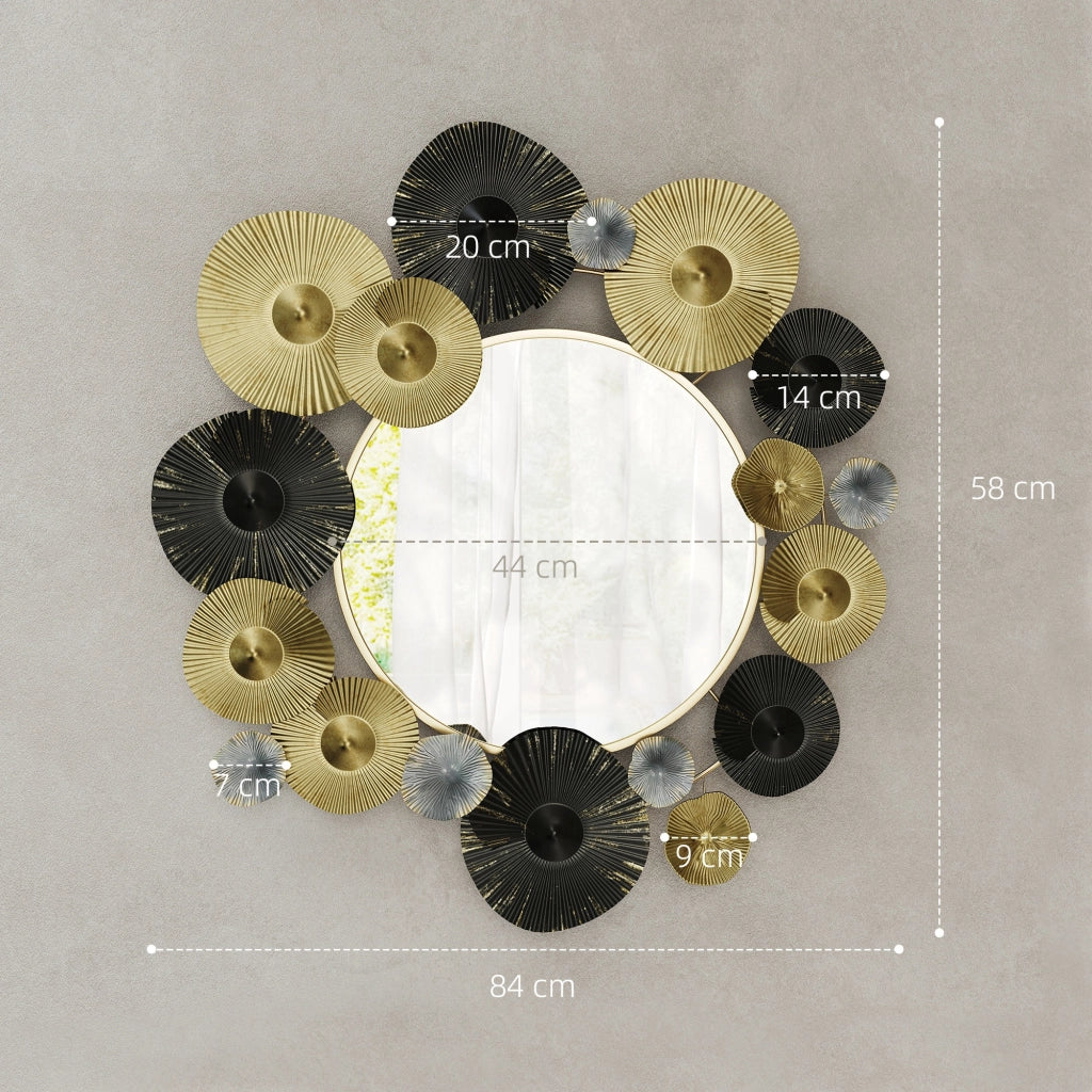 Specchio Decorativo da Parete ¨C Xylo ¨C Metallo Oro e Nero 84x84 cm