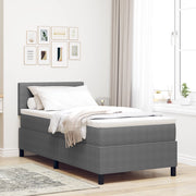 Letto con Rete a Molle con Materasso e Luce LED Grigio 80x200 cm Tessuto in Corduroy